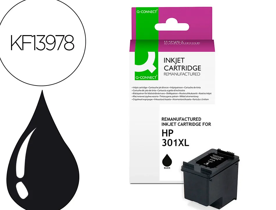 Cartouche q-connect jet d'encre compatible hp 301xl 550p couleur noir