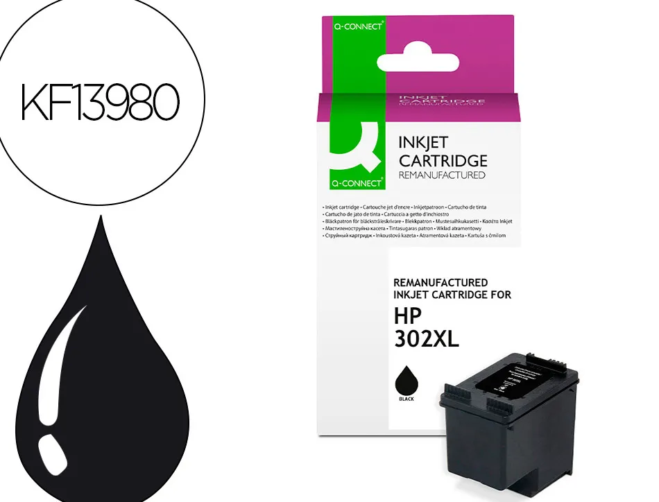 Cartouche q-connect jet d'encre compatible hp 302xl 700p couleur noir