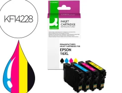 Cartouche q-connect jet d'encre compatible epson 16xl couleur noir/cyan/magenta/jaune pack