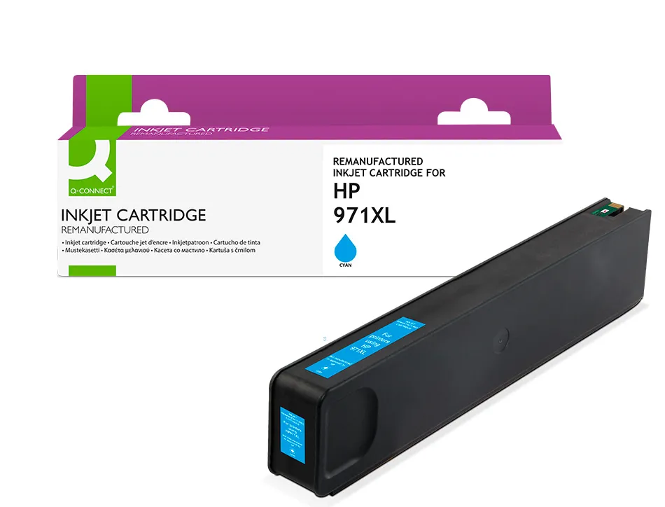 Cartouche q-connect jet d'encre compatible hp971xl 7200p coloris cyan