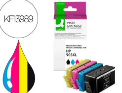 Cartouche q-connect jet d'encre compatible hp 903xl 850-970p couleur noir/cyan/magenta/jaune pack