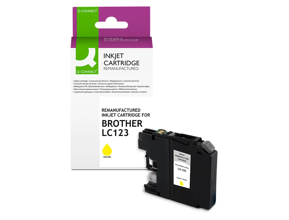Cartouche q-connect jet d'encre compatible brother lc123 1000p coloris jaune
