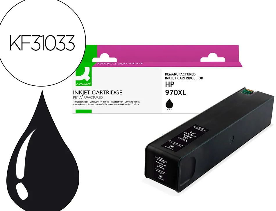 Cartouche q-connect jet d'encre compatible hp970xl 10530p coloris noir