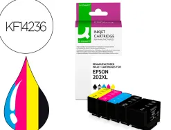 Cartouche q-connect jet d'encre compatible epson 202xl couleur noir/cyan/magenta/jaune pack