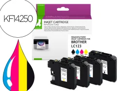 Cartouche q-connect jet d'encre compatible brother lc123 couleur noir/cyan/magenta/jaune pack