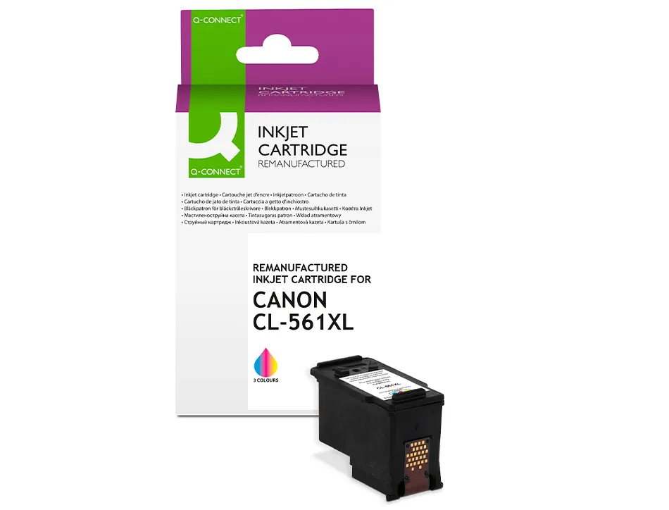 Cartouche q-connect jet d'encre compatible canon cl-561xl 600p couleur cyan/magenta/jaune