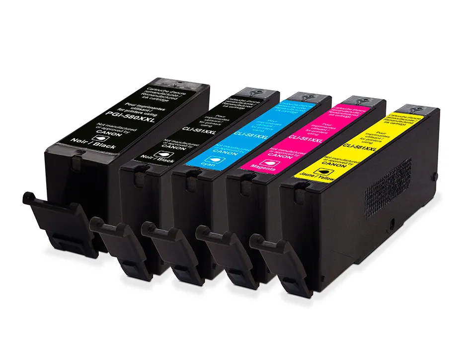 Cartouche q-connect jet d'encre compatible canon pgi-580xxl-581xxl couleur noir x2/cyan/magenta/jaune