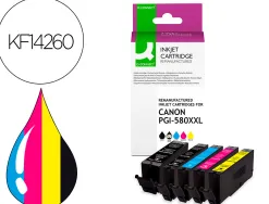 Cartouche q-connect jet d'encre compatible canon pgi-580xxl-581xxl couleur noir x2/cyan/magenta/jaune