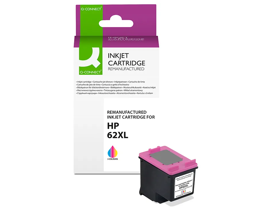 Cartouche q-connect jet d'encre compatible hp 62xl 400p couleur cyan/magenta/jaune