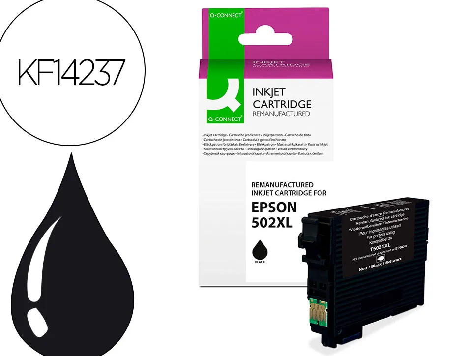 Cartouche q-connect jet d'encre compatible epson 502xl 800p couleur noir