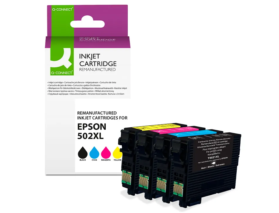 Cartouche q-connect jet d'encre compatible epson 502xl couleur noir/cyan/magenta/jaune pack