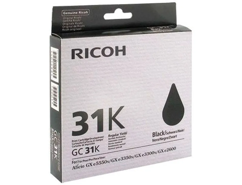 Cartouche ricoh gc-31k gel encre 405688 couleur noir 1920p