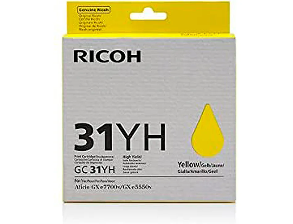 Cartouche ricoh gc31yh pour gxe 5550/gxe 7700n couleur jaune 4000p