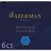 Cartouche waterman courte standard encre bleue effaçable étui 6 unités