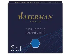 Cartouche waterman courte standard encre bleue effaçable étui 6 unités
