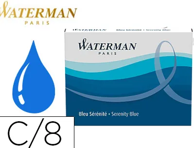 Cartouche waterman longue standard encre bleue effaçable étui 8 unités