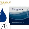Cartouche waterman longue standard encre bleue noire étui 8 unités