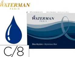 Cartouche waterman longue standard encre bleue noire étui 8 unités