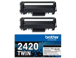 Cartouches brother jet d'encre noir tn2420 2x3000p pack de 2