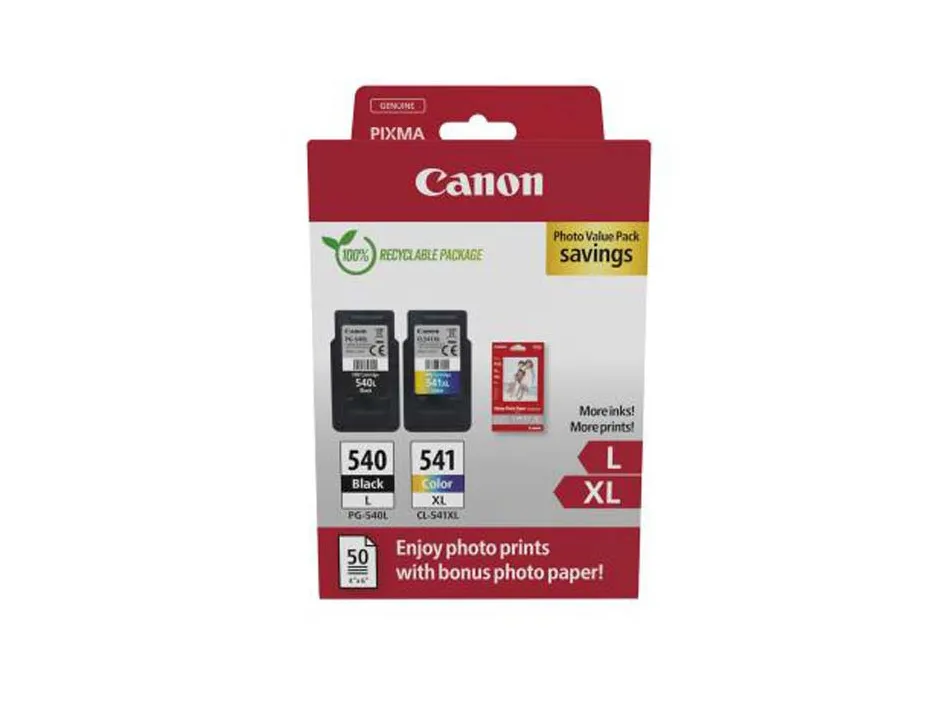 Cartouches jet d encre canon n 540 541 noir et couleur format xl multipack 2 unites ref 5224b012