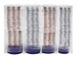 Casier monnayeur q-connect soufflet 8 fractions euros 75x105x32mm coloris transparent/bleu