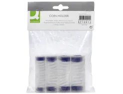 Casier monnayeur q-connect soufflet 8 fractions euros 75x105x32mm coloris transparent/bleu