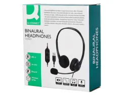 Casque q-connect biaural filaire avec microphone et controle du volume connexion usb cable 2m coloris noir