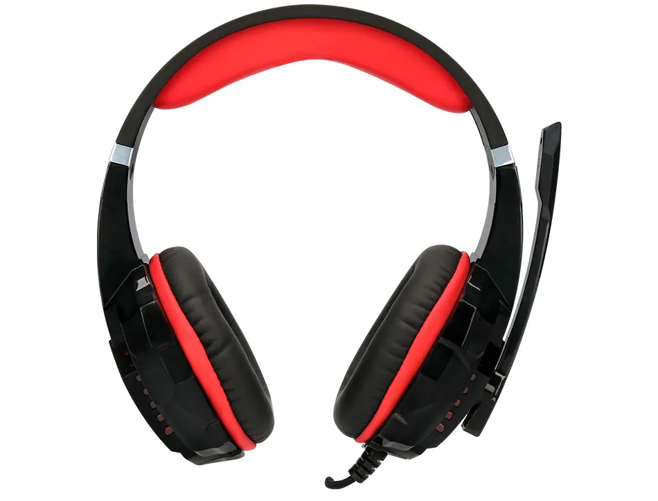 Casque q-connect gaming filaire avec microphone ajustable et lumiere led coloris noir
