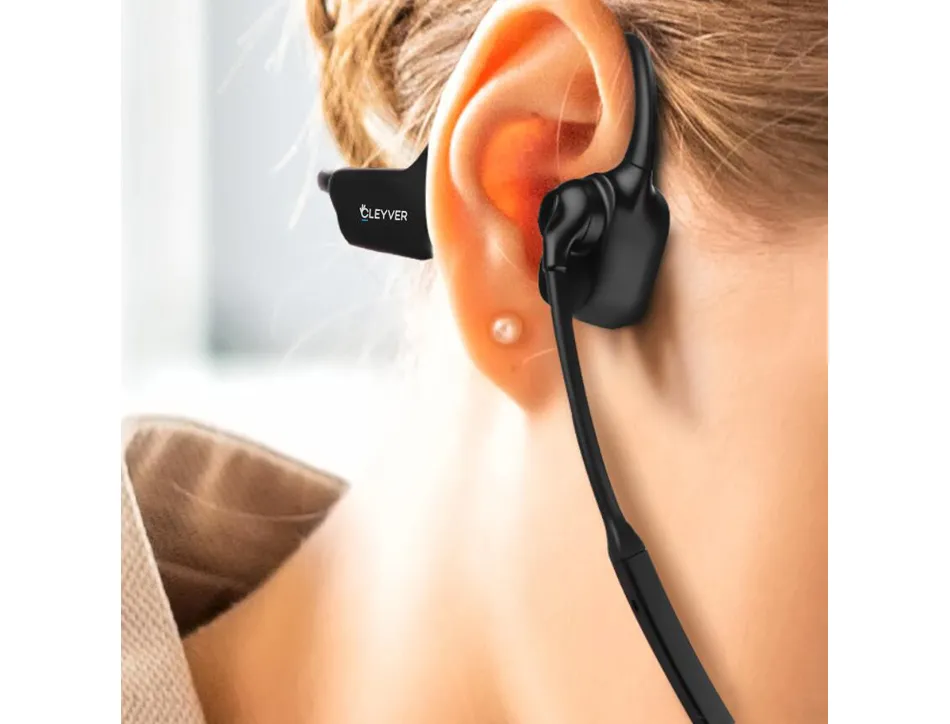 Casque sans fil cleyver conduction osseuse open ear uc bluetooth + dongle usb coloris noir