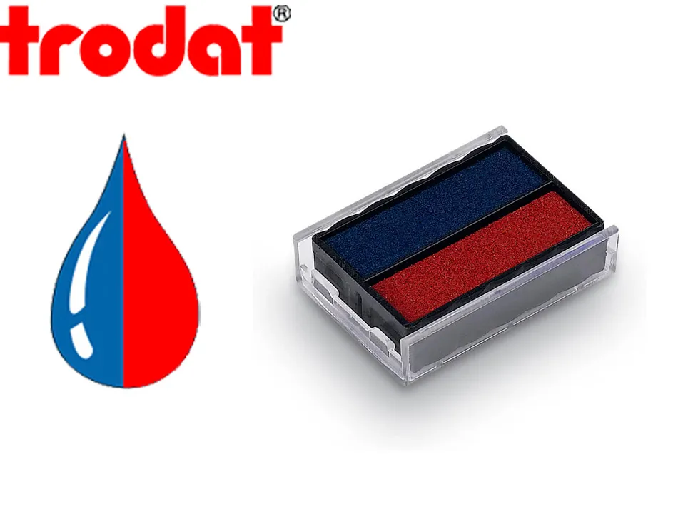 Cassette encrage bicolore trodat 6/4850/2 pour tampon encreur 4850 l1 coloris bleu/rouge