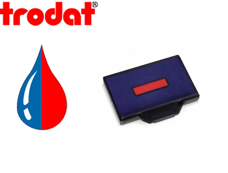 Cassette encrage bicolore trodat 6/58/2 pour tampon encreur 5480 coloris bleu/rouge