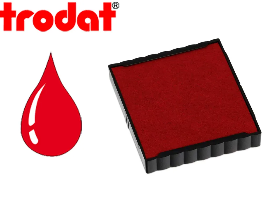 Cassette encrage trodat 6/4924c pour tampon encreur printy 4724/4740//4924/4940 taille empreinte 40x40mm coloris rouge