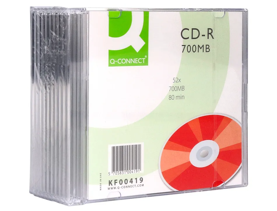 Cd-r q-connect 700mb 80min boîtier slim 10 un