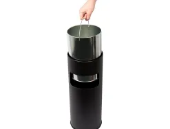 Cendrier q-connect corbeille métallique cylindrique 12l 250x615mm grille retrait mégots coloris noir