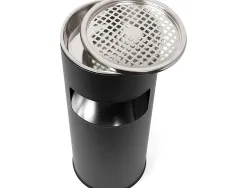 Cendrier q-connect corbeille métallique cylindrique 12l 250x615mm grille retrait mégots coloris noir