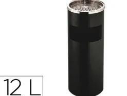 Cendrier q-connect corbeille métallique cylindrique 12l 250x615mm grille retrait mégots coloris noir
