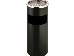 Cendrier q-connect corbeille métallique cylindrique 12l 250x615mm grille retrait mégots coloris noir