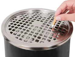 Cendrier q-connect corbeille métallique cylindrique 12l 250x615mm grille retrait mégots coloris noir