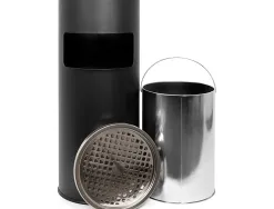 Cendrier q-connect corbeille métallique cylindrique 12l 250x615mm grille retrait mégots coloris noir