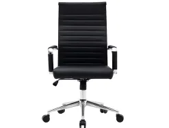 Chaise bureau q-connect bosa simil cuir base metallique haut max 1130 larg 550 prof 630mm roues premium coloris noir