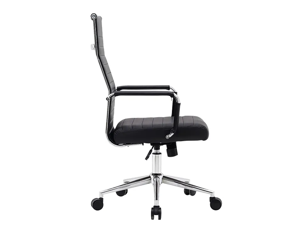 Chaise bureau q-connect bosa simil cuir base metallique haut max 1130 larg 550 prof 630mm roues premium coloris noir
