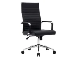 Chaise bureau q-connect bosa simil cuir base metallique haut max 1130 larg 550 prof 630mm roues premium coloris noir