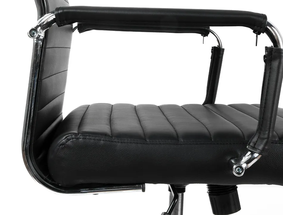 Chaise bureau q-connect bosa simil cuir base metallique haut max 1130 larg 550 prof 630mm roues premium coloris noir