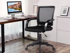Chaise bureau q-connect rotative base nylon maille maximum supporte 120kg 900+100x560x570mm coloris noir