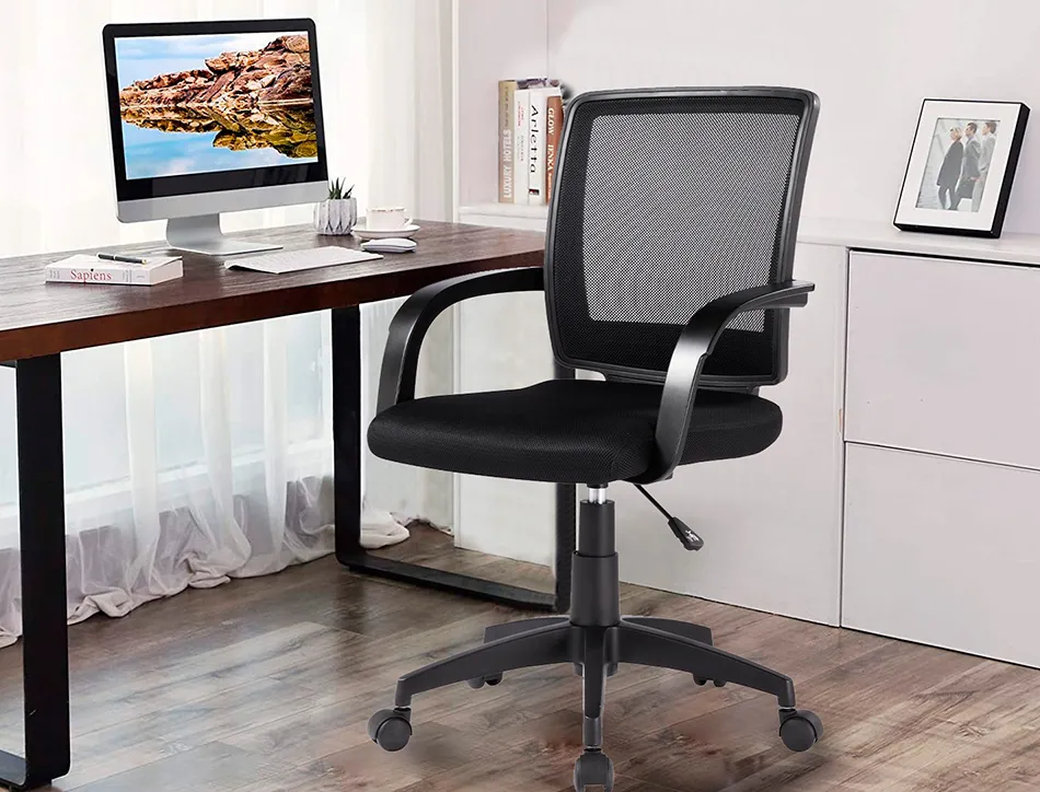 Chaise bureau q-connect rotative base nylon maille maximum supporte 120kg 900+100x560x570mm coloris noir