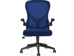 Chaise bureau q-connect rotative base nylon maille maximum supporte 130kg 910+75x550x610mm coloris bleu