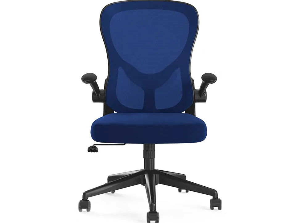 Chaise bureau q-connect rotative base nylon maille maximum supporte 130kg 910+75x550x610mm coloris bleu