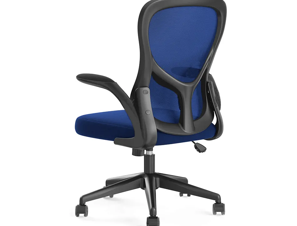 Chaise bureau q-connect rotative base nylon maille maximum supporte 130kg 910+75x550x610mm coloris bleu