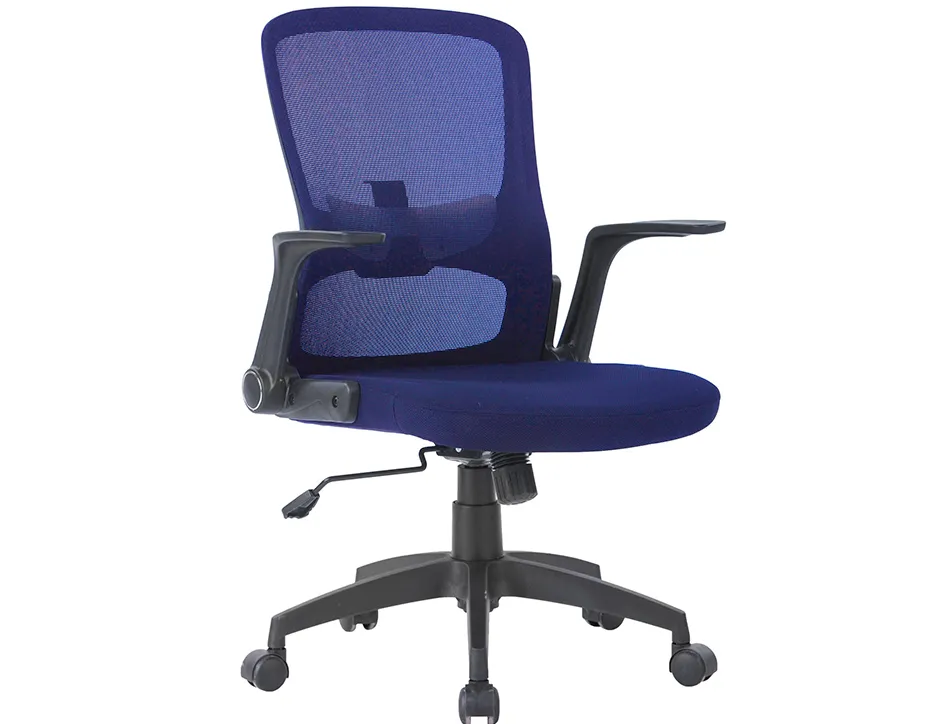 Chaise bureau q-connect rotative base nylon maille maximum supporte 130kg 910+75x550x610mm coloris bleu