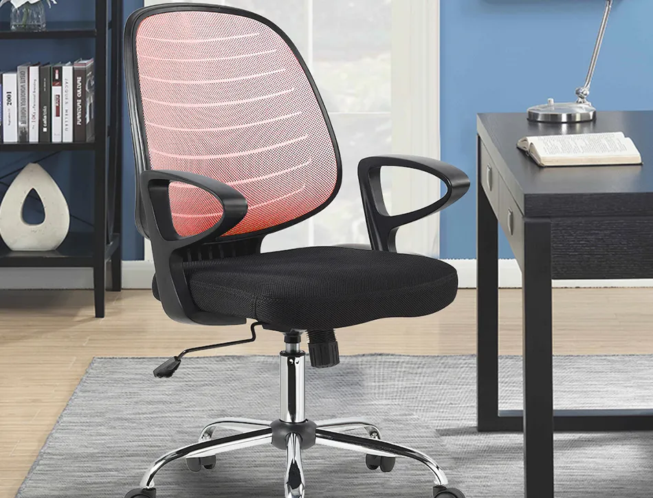 Chaise bureau q-connect rotative base metal maille maximum supporte 130kg 920+80x580x600mm rouge